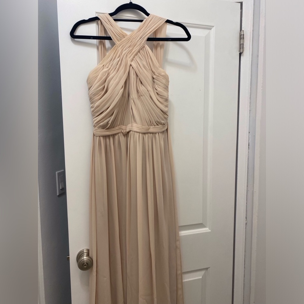 PROM NITE in a sexy champagne colored designer gown.